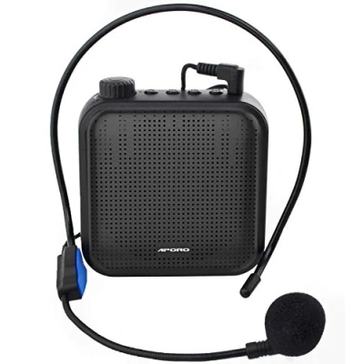 Afbeelding van Spraakversterker, 12 W Oplaadbaar PA systeem (1200 mAh) met Bekabelde Microfoon voor Docenten, Gids en Meer (zwart)