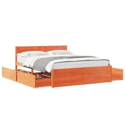 Afbeelding van vidaXL Bedframe zonder matras massief grenenhout wasbruin 160x200 cm