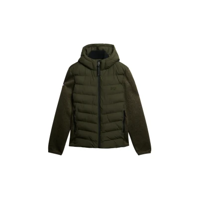 Afbeelding van Superdry Jas Hooded Storm Knit Hybrid Jkt M5012293a Khaki Green Marl Mannen Maat 3XL