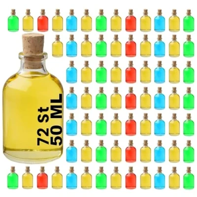 Afbeelding van Casavetro Set van 72 mini glazen flessen met kurksluiting, 50 ml, kleine om te vullen, TR, helder glas, x ml