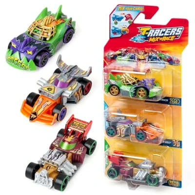 Afbeelding van T Racers Mix &#039;N Race Lot de 3 Voitures à collectionner amovibles en deux parties et avec pièces interchangeables Pack 6/8