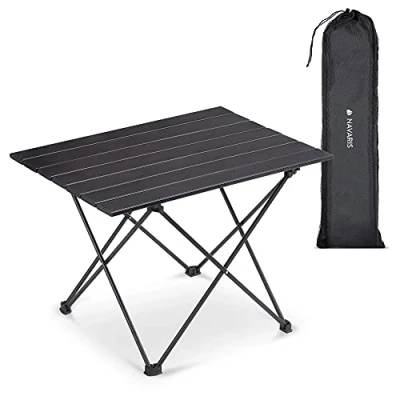 Afbeelding van Navaris campingtafel Inklapbaar campingtafeltje van aluminium Opvouwbare tafel inclusief draagtas Picknicktafel Zwart
