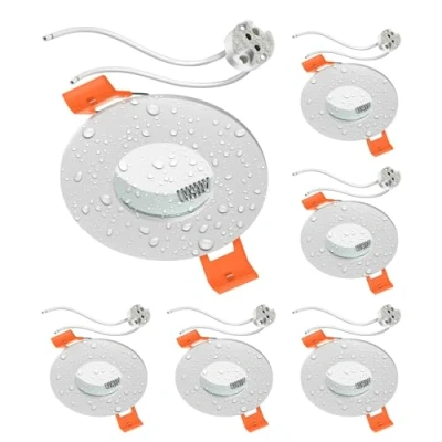Afbeelding van ledscom.de 6 plafondinbouwframes voor badkamer ERID vochtige ruimte IP44 rond mat wit GU5.3 fitting incl. stuks