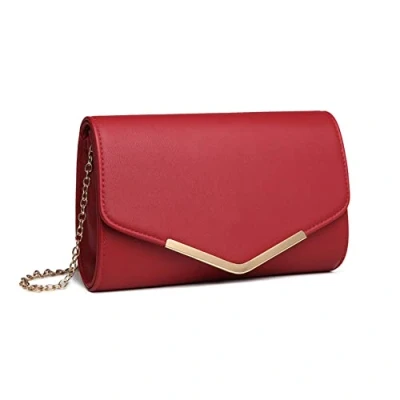 Afbeelding van Miss Lulu Clutches en Vrouwen Handketting Bruiloft Party Portemonnee Mini Schoudertas Praktische Portemonnee, Rood B, Modern