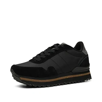 Afbeelding van Woden NORA III Plateau Sneakers laag, Dames, Maat: 41, Schwarz Leer en textiel