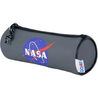 Afbeelding van DOHE Rond schooletui Ritssluiting, officiële licentie, duurzaam polyester, 21 x 7,5 cm Schoolmateriaal Nasa Grey, grijs., ronde pennenetui