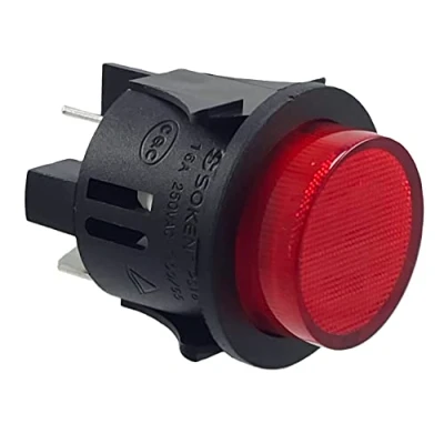 Afbeelding van Drukschakelaar PS18 16 Ø 25 mm 250 V A rood push on verlichting platte stekker 6,3