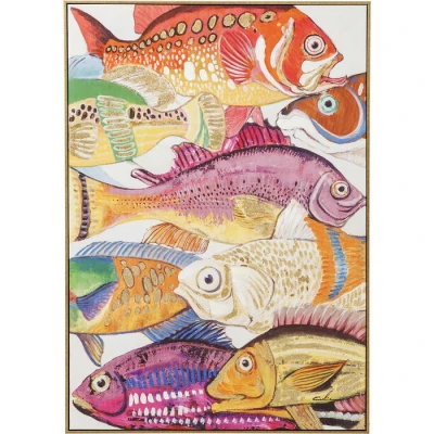 Afbeelding van Kare Canvas schilderij Touched Fish Meeting One Framed 100x75