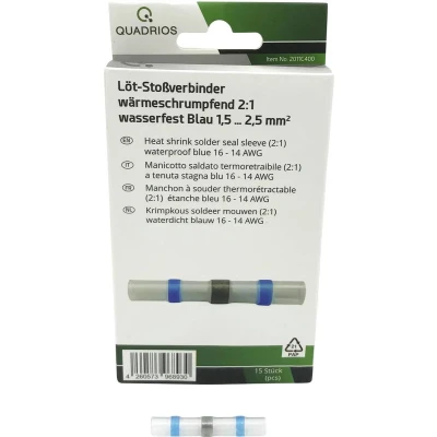 Afbeelding van Quadrios 2011C400 Stootverbinder 1.5 mm² 2.5 Volledig geïsoleerd Blauw 15 stuk(s)