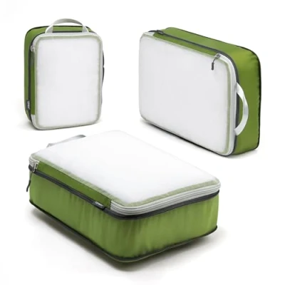 Afbeelding van Cipway 8 stuks compressie reisverpakkingskubussen, mesh design, duurzaam, licht, waterdicht, voor rugzak, koffer, thuisopslag, Groen