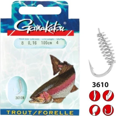 Afbeelding van Gamakatsu Onderlijnen Forel 3610N (Pate) 60cm (4 pcs) Maat : haak 8 0.20mm