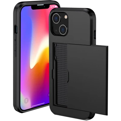 Afbeelding van iMoshion Hoesje Geschikt voor iPhone 14 Plus Ruimte 2 pasjes Backcover met pasjeshouder Zwart