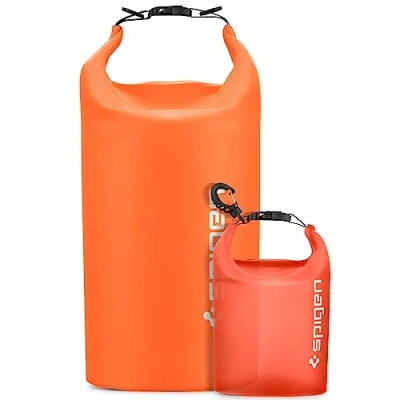 Afbeelding van Spigen Aqua Shield Waterdichte Tas Set [20L+2L] Dry Bag Rugzak Pouch voor Strand Zwemmen Camping Varen Kajakken Sunset Orange