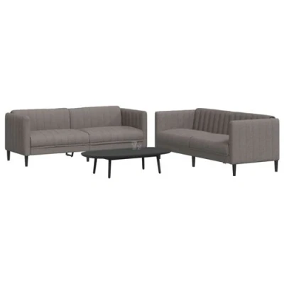 Afbeelding van vidaXL 2 delige Loungeset stof taupe