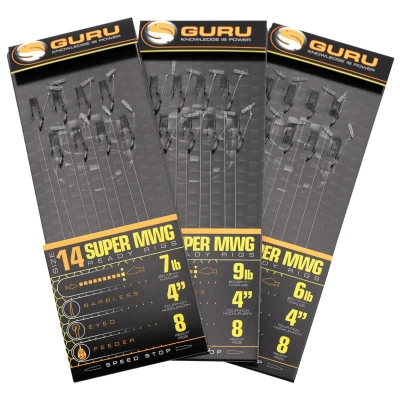 Afbeelding van Guru 4’’ Super MWG Feeder Speed Stop Rig Barbless Eyed (8 pcs) Maat : Haak 10 0.19mm