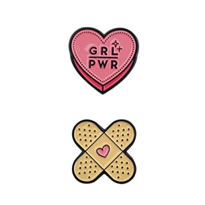 Afbeelding van Legami 2 stuks metalen stickers, 3,2 x 2,5 cm, wegwerpstickers, gekookt, om op krant, smartphone en andere accessoires, Grl Pwr, volledige hechting na 10 minuten