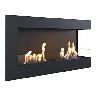 Afbeelding van KRATKI Delta Hoekhaard, bio open haard, 900 x 280 mm, wandhaard met 4 mm beglazing, ideaal voor en moderne binnenruimtes, TÜV getest, Rheinland, opening rechts