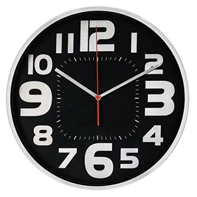 Afbeelding van Hama Wandklok Emotion Ø 30 Cm Geluidsarm Zilver/Zwart