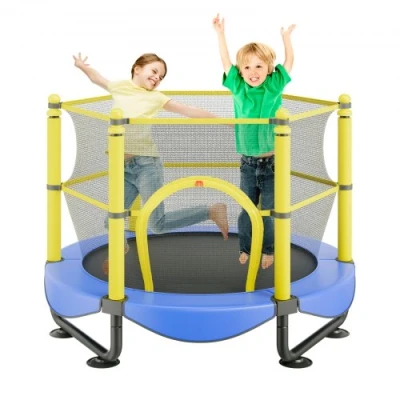 Image de VEVOR Trampoline pour Enfants 152,4 cm Mini Extérieur Intérieur Tout petits avec Filet de Sécurité Panier Basket et Balles Océan Cadeau d&#039;Anniversaire 3 ans Plus