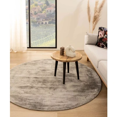 Afbeelding van Viscose Vloerkleed Rond Glamour Zilver 100 Cm