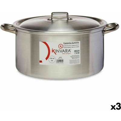 Afbeelding van Kookpot met Deksel Zilverkleurig Aluminium 15 L (3 Stuks)