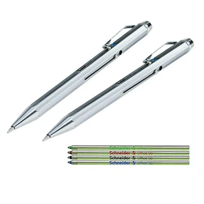 Afbeelding van Wedo 2 stuks balpennen 4 kleuren met schuifmechanisme + reservevullingen