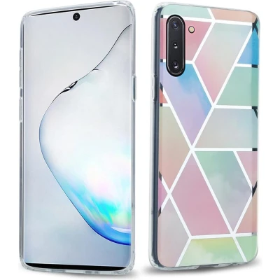 Afbeelding van Cadorabo Hoesje geschikt voor Samsung Galaxy NOTE 10 in Regenboog Marmer No. 11 Beschermhoes gemaakt van TPU siliconen Case Cover met mozaïek motief