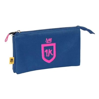Afbeelding van Pennenetui met 3 vakken Kings League 1k Blauw 22 x 12 cm