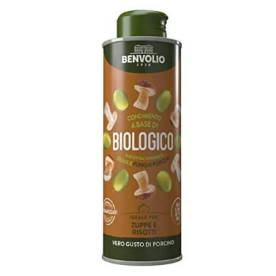 Afbeelding van eekhoorntjesbrood olie BENVOLIO 1938 BIO 250 ml specerij op basis van biologische extra vierge olijfolie, smaak gebracht met champignons,