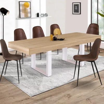 Afbeelding van Table à manger PHOENIX 10 personnes bois et blanc 200 cm