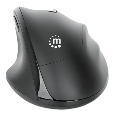 Afbeelding van Manhattan Ergonomische draadloze muis met 2 in 1 USB ontvanger (Draadloze), Muis, Zwart