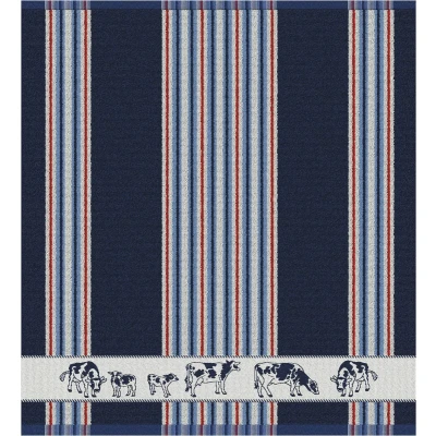 Afbeelding van DDDDD Friesian Keukendoek Set van 6 Katoen Gestreept 50x55 cm Badstof Blauw