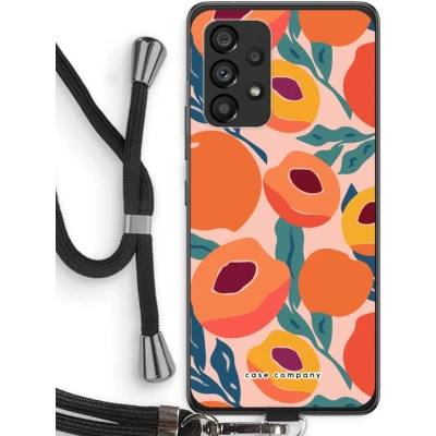 Afbeelding van Case Company® hoesje met Koord geschikt voor Samsung Galaxy A53 5G Perzik Telefoonhoesje Zwart Bescherming aan alle Kanten en Over de Schermrand