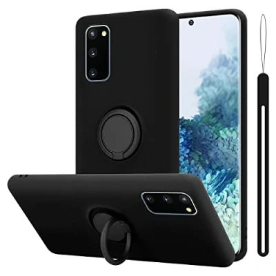 Afbeelding van Cadorabo Hoesje geschikt voor Samsung Galaxy S20 FE in LIQUID ZWART Beschermhoes van flexibel TPU silicone Case Cover met ring