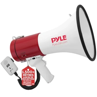 Afbeelding van Pyle Megafoon Luidspreker PA Bullhorn met sirene Draagbare 50 Watt Ideaal voor Voetbal, Honkbal, Cheerleading, Coaches of for Veiligheidsoefeningen