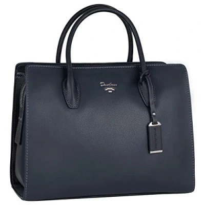 Afbeelding van David Jones Grote handtas voor dames boodschappentas van PU leer tas met meerdere vakken schoudertas stad, werk, elegant, klassiek, modieus, chic, Donkerblauw, Chique