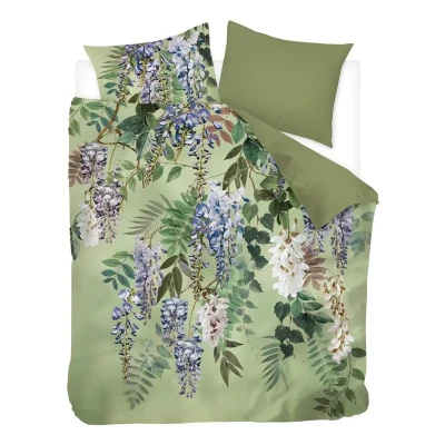 Afbeelding van Snoozing June Flanel Dekbedovertrek Tweepersoons 200x200/220 cm Olijfgroen