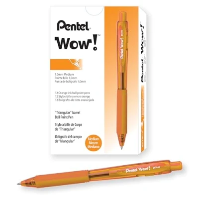 Afbeelding van Pentel Wow BK440 balpen, driehoekig, comfortabel, oranje, 12 stuks