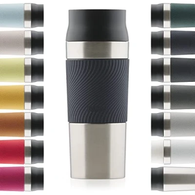 Afbeelding van Blumtal Thermosbeker Classic Lekvrij, BPA Vrij en Vaatwasserbestendig Hoge Kwaliteit Thermosfles met Quick Press Sluiting Travel Mug 500 ml Donker Oceaan Blauw
