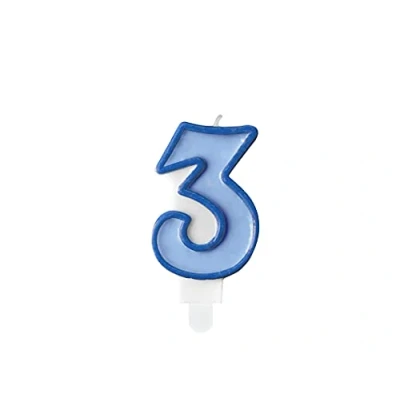 Afbeelding van PartyDeco Kaars cijfer 3, blauw