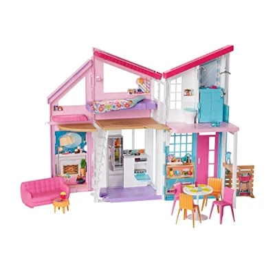 Afbeelding van Barbie Malibu huis FXG57 poppenhuis 60 cm breed met 25 accessoires, poppenspeelgoed vanaf 3 jaar, meerkleurig