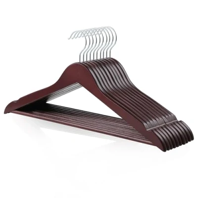Afbeelding van Amazon Basics 10 stuks houten kleerhangers voor kleding en kostuum, kersen, 44 cm