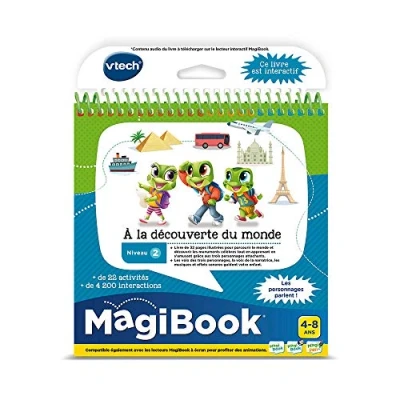 Afbeelding van VTech MagiBook, leerboek voor kinderen, niveau 2, om de wereld te ontdekken, geïllustreerde en interactieve pagina&#039;s, cadeau jongens meisjes van 4 jaar tot 8 inhoud in het Frans, 17,8
