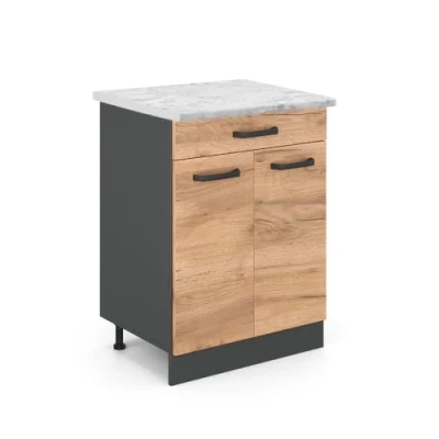 Afbeelding van Vicco Keukenonderkast R Line, Krachtige eik goud/Antraciet, 60 cm WB Marmer