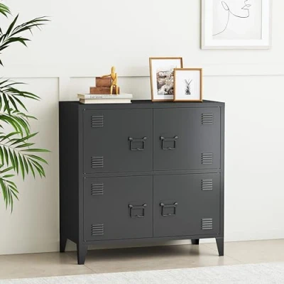 Afbeelding van Bureaukast Hamina archiefkast 82x80x40 cm zwart