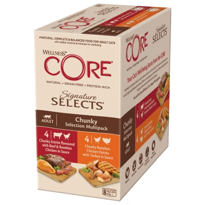 Afbeelding van Wellness Core Signature Selects Chunky Multi Pack Kattenvoer Mix 8x79 g