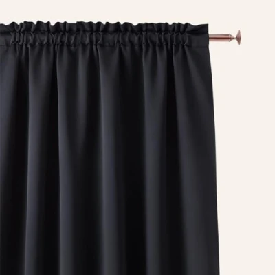 Afbeelding van ROOM99 Aura Gordijn met plooiband, 140 x 260 cm (b h), schuifgordijn, moderne decoratie, voor woonkamer, slaapkamer, zwart