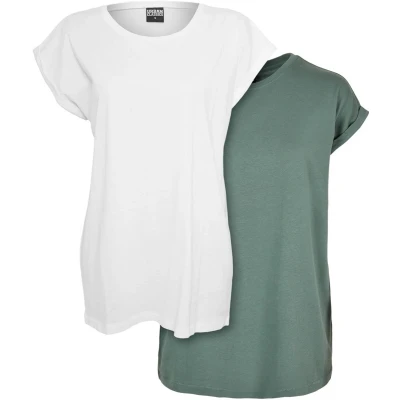 Afbeelding van Urban Classics Extended Shoulder 2PACK Tshirt basic, Dames, Maat: 3XL, White paleleaf
