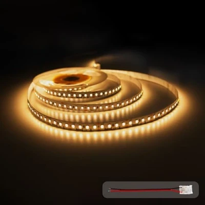 Afbeelding van illuburg Ledstrip, 12 V, 5 m, warmwit, 2700 K, 128 leds/m, W/M, 7200 lm, super helder, SMD 2835, dimbaar, zelfklevend, decoratieve verlichting