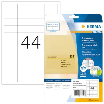 Afbeelding van HERMA 1100 stuks 48,3 x 25,4 mm laserprinterlabels, weerbestendig, zelfklevend, 4680